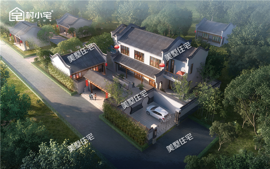 主体造价68-72万独立停车场复古中式庭院